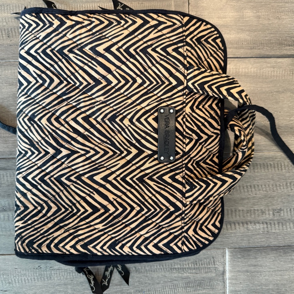 Vera Bradley Black and Tan Zigzag Cosmetic Bag